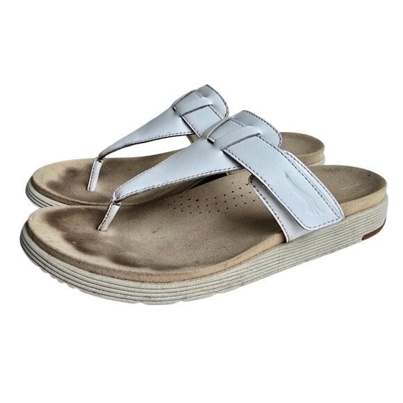 Dansko Cece Sandals Size EU41 US 10.5-11 White Leather Thong Sandal Flipflops - Picture 4 of 13